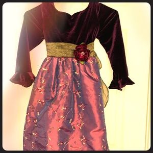 Plum purple dress with embroidered flowers